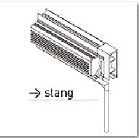 Stangbediening 1990mm (Standaard met B/30mm) incl 2 Stanggeleiders